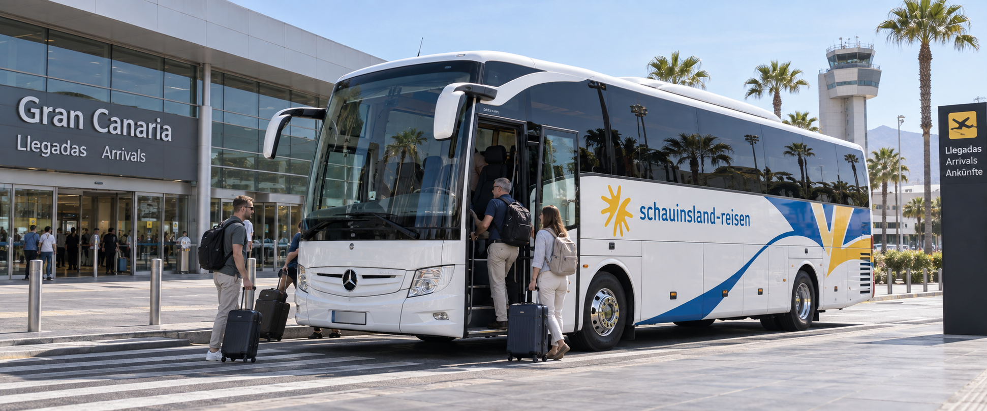 Guagua de traslado de Schauinsland-Reisen en el aeropuerto de Gran Canaria